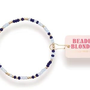 Beaded Bracelet with Blue and Gold Accents